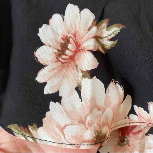 J.O.A. Black and Pink Floral One Shoulder Ruffle Dress S - Picture 6 of 12
